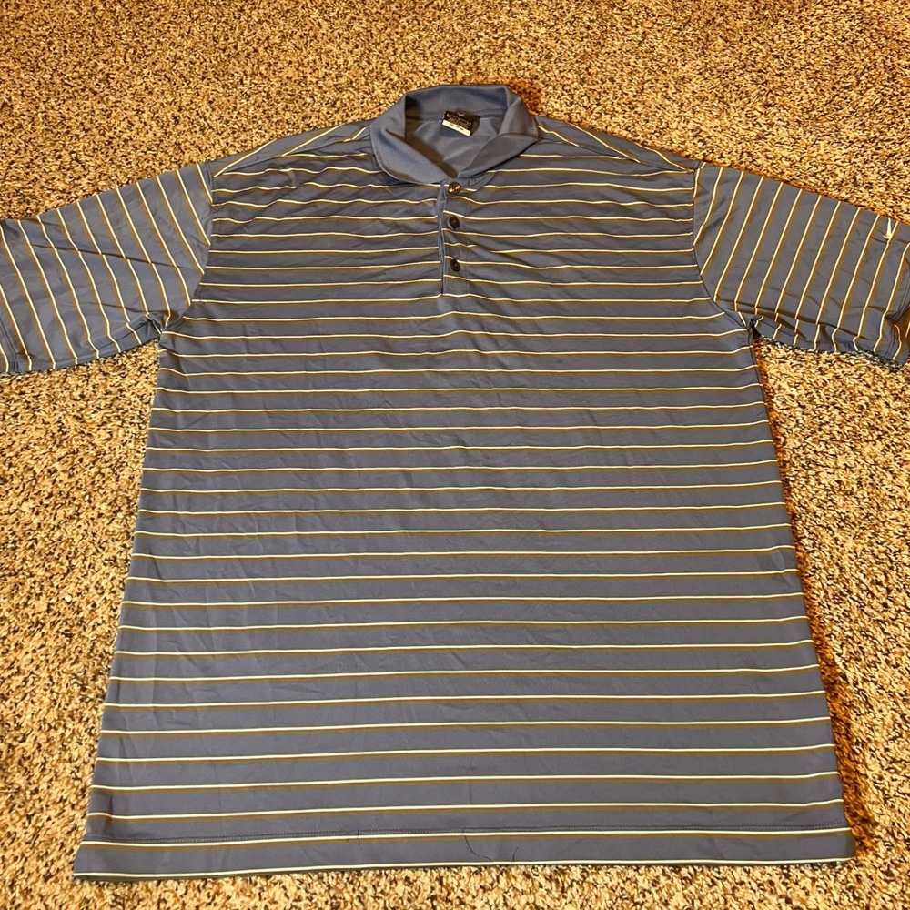 Nike Golf Polo Shirt Dri-FIT UV Striped Short Sleeve Athletic Blue Large